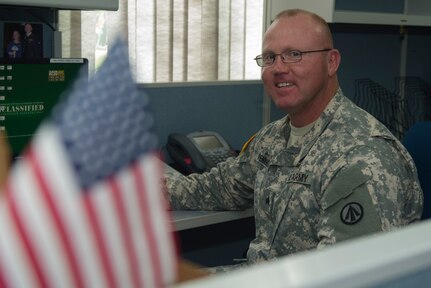 Sergeant Phillip Pennington of the 841st Transportation Battalion on Joint Base Charleston – Naval Weapons Station works on his computer June 28, 2016. Independence Day means independence from other countries and being able to go out and do what we want to do. (U.S. Air Force photo/Airman 1st Class Kevin West)