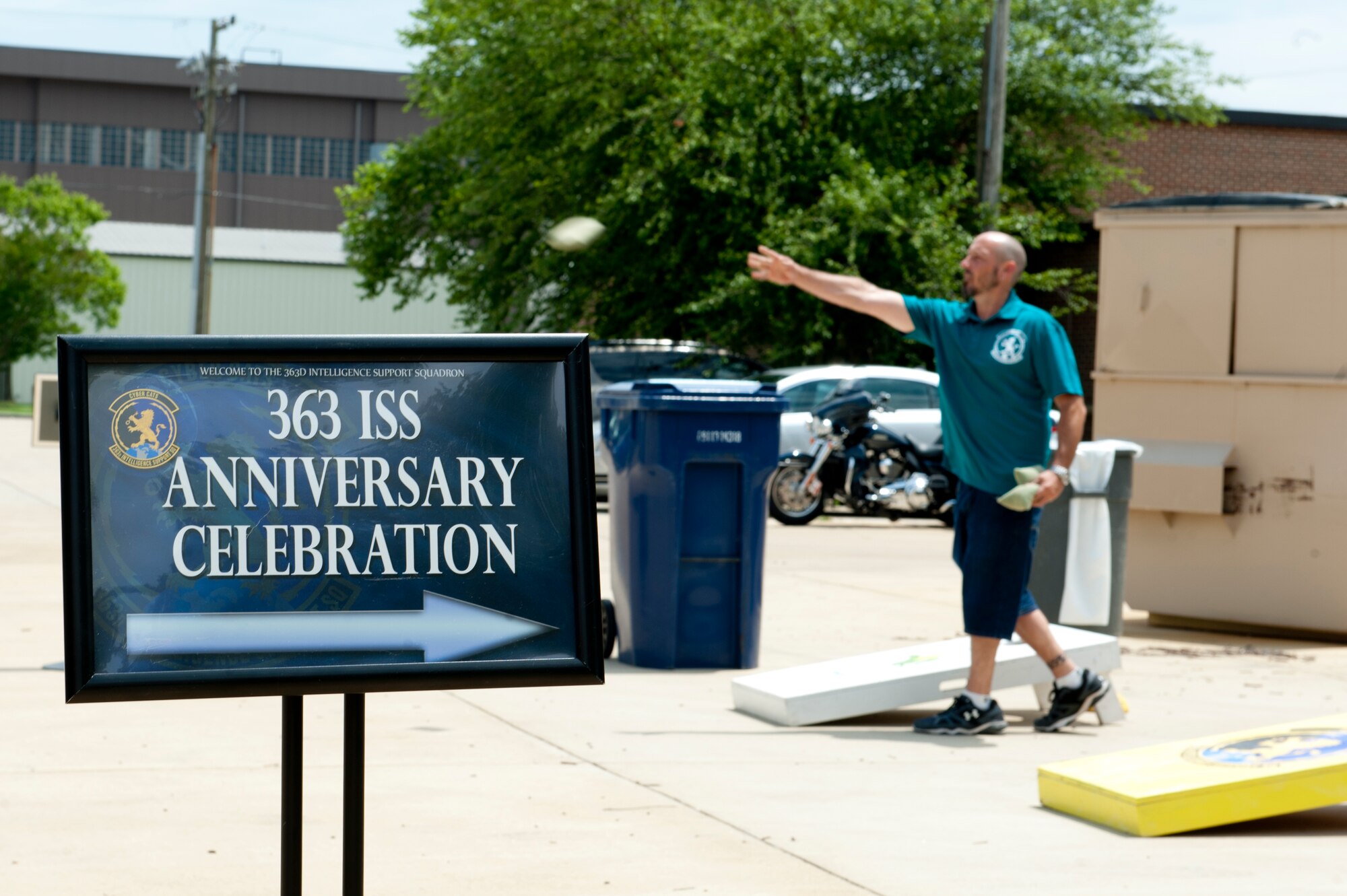Members of the 363rd Intelligence Support Squadron gathered to celebrate the unit’s anniversary at Langley Air Force Base, Va., June 24, 2016. Squadron members maintain unique targeting systems and sustain reach back capabilities to the intelligence community, joint warfighters and air operation centers worldwide. (U.S. Air Force photo by Staff Sgt. R. Alex Durbin)