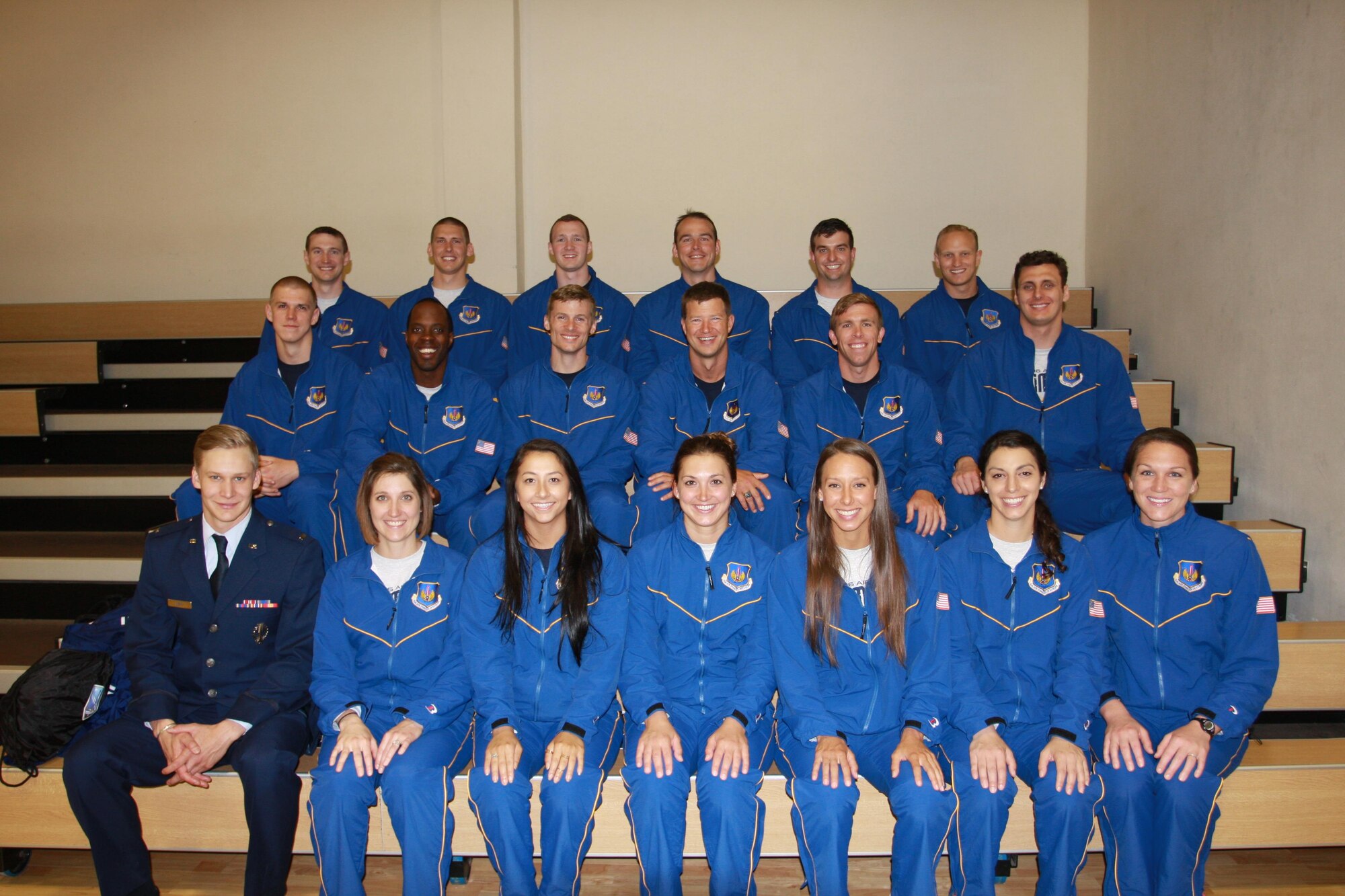 Group photo of Airmen who recenlty competed in the Allied Air Command Inter-Nataion Swimming Championships. (U.S. Air Force photo/Stephen Brown/released)