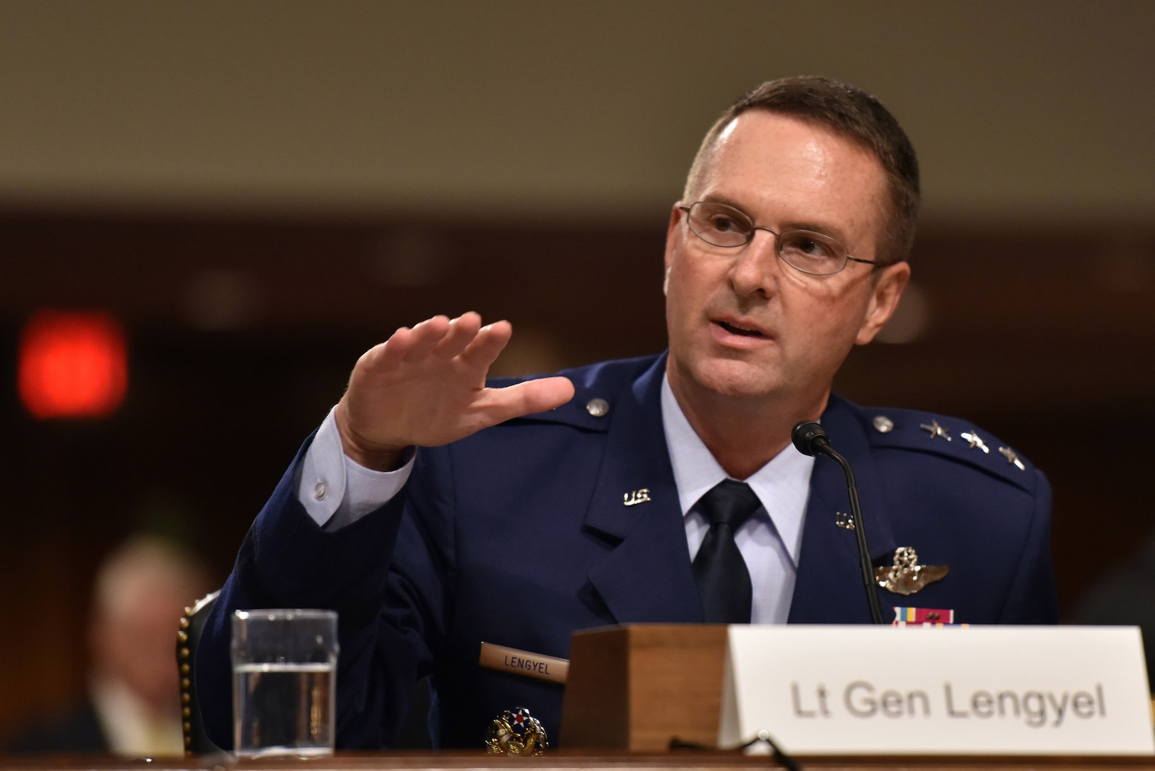Air Force Lt. Gen. Joseph Lengyel testifies before the U.S. Senate Committee on Armed Services at a confirmation hearing for his appointment to the grade of general and to be chief of the National Guard Bureau on June 21, 2016.
