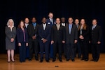 Kristen Baldwin, Acting, Deputy Assistant Secretary of Defense for Systems Engineering left poses with the DLA Value Engineering Achievement Award winners from left: Edilia Correa, DLA Logistics Operations, Technical and Quality Assurance; Brig. Gen. Allan Day, Commander DLA Aviation; Brodie Whitehead, DLA Aviation; Calvin Lee, DLA Aviation; along with Lt. Gen. Andy Busch, Director DLA; Frank Dipofi, DLA Aviation; Milton Lewis, DLA Land and Maritime; Rocky Sunday, DLA Land and Maritime; Dale Roberts, DLA Aviation; Amelia Walling, DLA Land and Maritime and Jorge Betancourt, DLA Aviation.