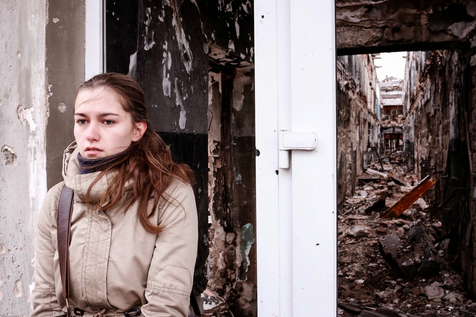 Damaged building in Kurakhove, Ukraine, 10 miles west of the frontlines in Donbass, November 26, 2014