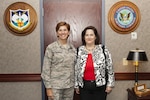 The Honorable Katherine Hammack, Assistant Secretary of the Army (Installations, Energy, and Environment) visited NORAD and USNORTHCOM June 29, 2016, to discuss Army installations with Gen. Lori Robinson, commander of NORAD and NORTHCOM.  They discussed how the Army installations support the two commands’ missions.  (Photo by Dennis L. Carlyle)