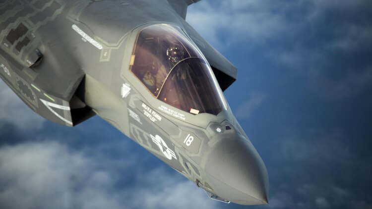 The F-35B made its first trans-Atlantic flight June 29, 2016. Three F-35’s flew from Marine Corps Air Station Beaufort in South Carolina and landed at Royal Air Force Base Fairford in Gloucestershire, England. They were assisted by two KC-10’s, and refueled 15 times over the Atlantic. (U.S. Marine Corps photo by Cpl. Brian Burdett/Released)