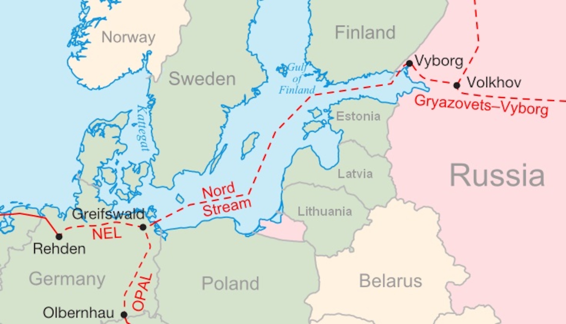 The recent Russia-Germany pipeline negotiations, Nord Stream II—depicted in the map above—would weaken Eastern European energy security.