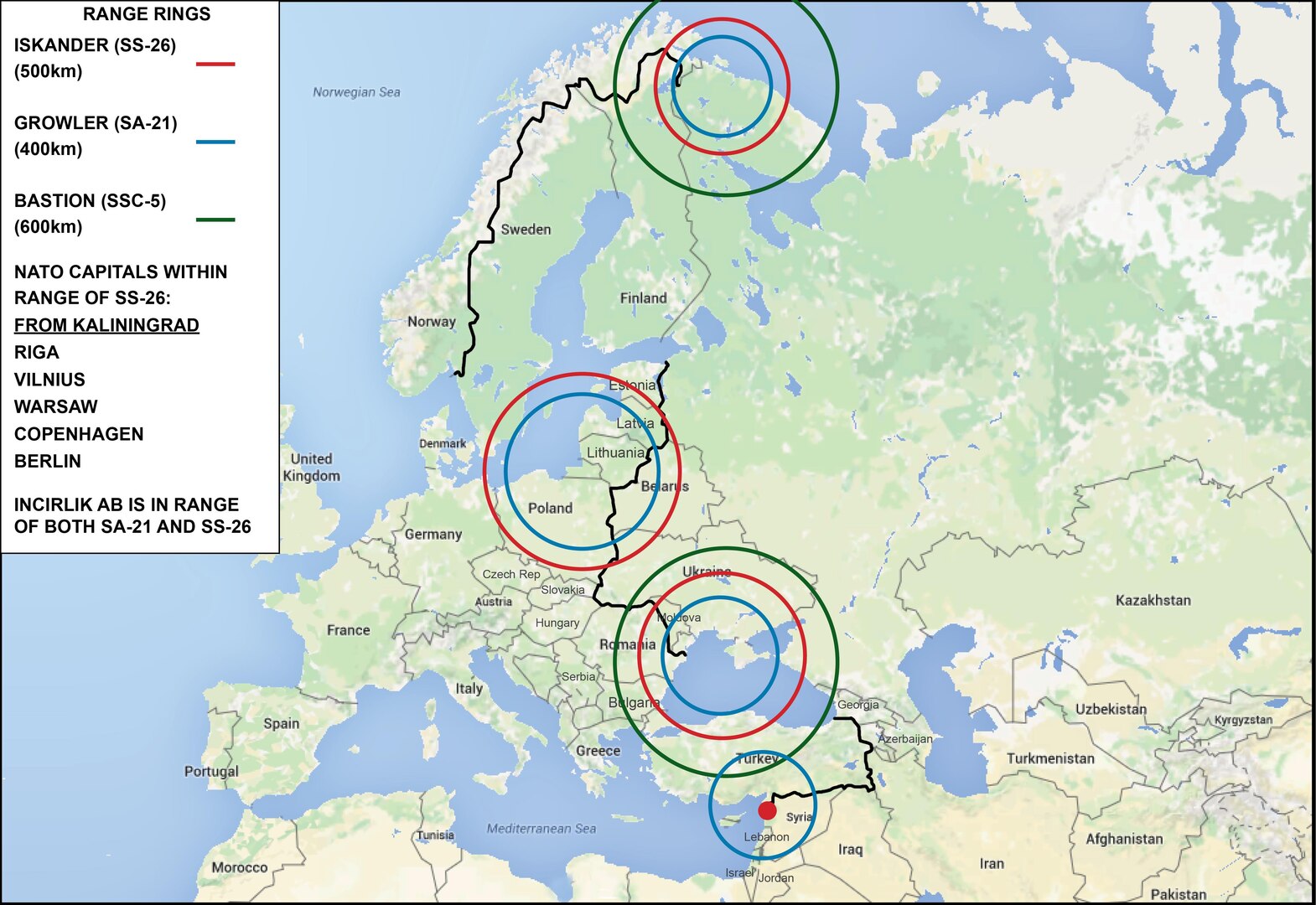 Incirlik AB is in Range of Both SA-21 and SS-26