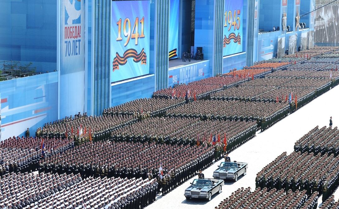 May 2015: Russians gather in Moscow to celebrate Victory Day, the end of World War II