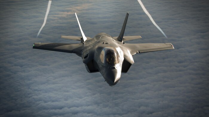 The F-35B made its first trans-Atlantic flight June 29, 2016. Three F-35’s flew from Marine Corps Air Station Beaufort in South Carolina and landed at Royal Air Force Base Fairford in Gloucestershire, England. They were assisted by two KC-10’s, and refueled 15 times over the Atlantic. (U.S. Marine Corps photo by Cpl. Brian Burdett/Released)