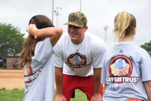 Sammy Solis, Washington Nationals pitcher, coaches children of military personnel at the Major League Baseball Players Trust City Clinic’s youth baseball clinic on Joint Base Andrews, Md., June 28, 2016. The Players Trust, DC Grays, a Cal Ripken Collegiate Baseball League team, and USO Metro coordinated this event. More than 100 children attended the clinic, receiving coaching from collegiate and professional baseball players, as well as free baseballs, gloves, T-shirts and autograph cards. (U.S. Air Force photo by Senior Airman Joshua R. M. Dewberry)