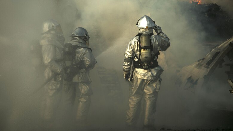 U.S. Marines put out the last few spot fires on an engulfed aircraft during a training exercise with Royal Thai sailors as part of Exercise Cobra Gold 16 at Utapao, Thailand, Feb. 19, 2016. The Marines and Thai sailors trained together throughout the exercise to build relationships and skills. Cobra Gold is a multi-national exercise designed to increase cooperation and interoperability between participating nations in the Asia-Pacific. The Marines are with the aircraft rescue and firefighting section with Marine Wing Support Squadron 172, Marine Aircraft Group 36. 1st Marines Aircraft Wing, III Marine Expeditionary Force.