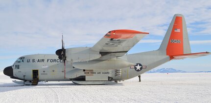 An LC-130 "Skibird" from the New York Air National Guard's 109th Airlift Wing in Scotia, N.Y., sits on the ice runway near McMurdo Station, Antarctica, Nov. 9, 2015.  A total of seven 109th AW LC-130s are deployed this season and about 330 missions planned through the season, which ended in February. This is the 28th season that the unit has participated in Operation Deep Freeze, the military component of the U.S. Antarctic Program, which is managed by the National Science Foundation. 
