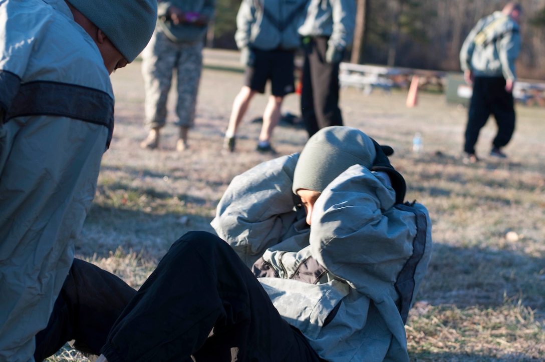 U.S. Army Reserve Soldiers competing in this year's combined 310th ESC and 3rd Transportation Brigade Expeditionary Best Warrior Competition, held at Fort A.P. Hill, Va., Feb. 26 through March 2. Day 1 of the 310th ESC Best Warrior Competition included the Soldier essay competition, AWT station testing lanes and the Army standard written exam. Day 2 included M9 qualification, M16 qualification and land navigation.