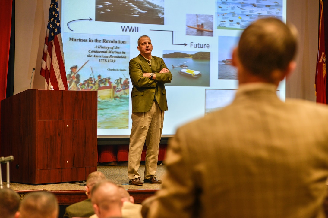 Lt. Gen. Michael G. Dana, Deputy Commandant, Installations and Logistics, speaks to participants at the Marine Corps Warfighting Lab’s Force Development 25 Innovation Symposium at Marine Corps Base Quantico, Virginia, Feb. 23, 2016. Speakers at the event taught participants how to shape the future force.
