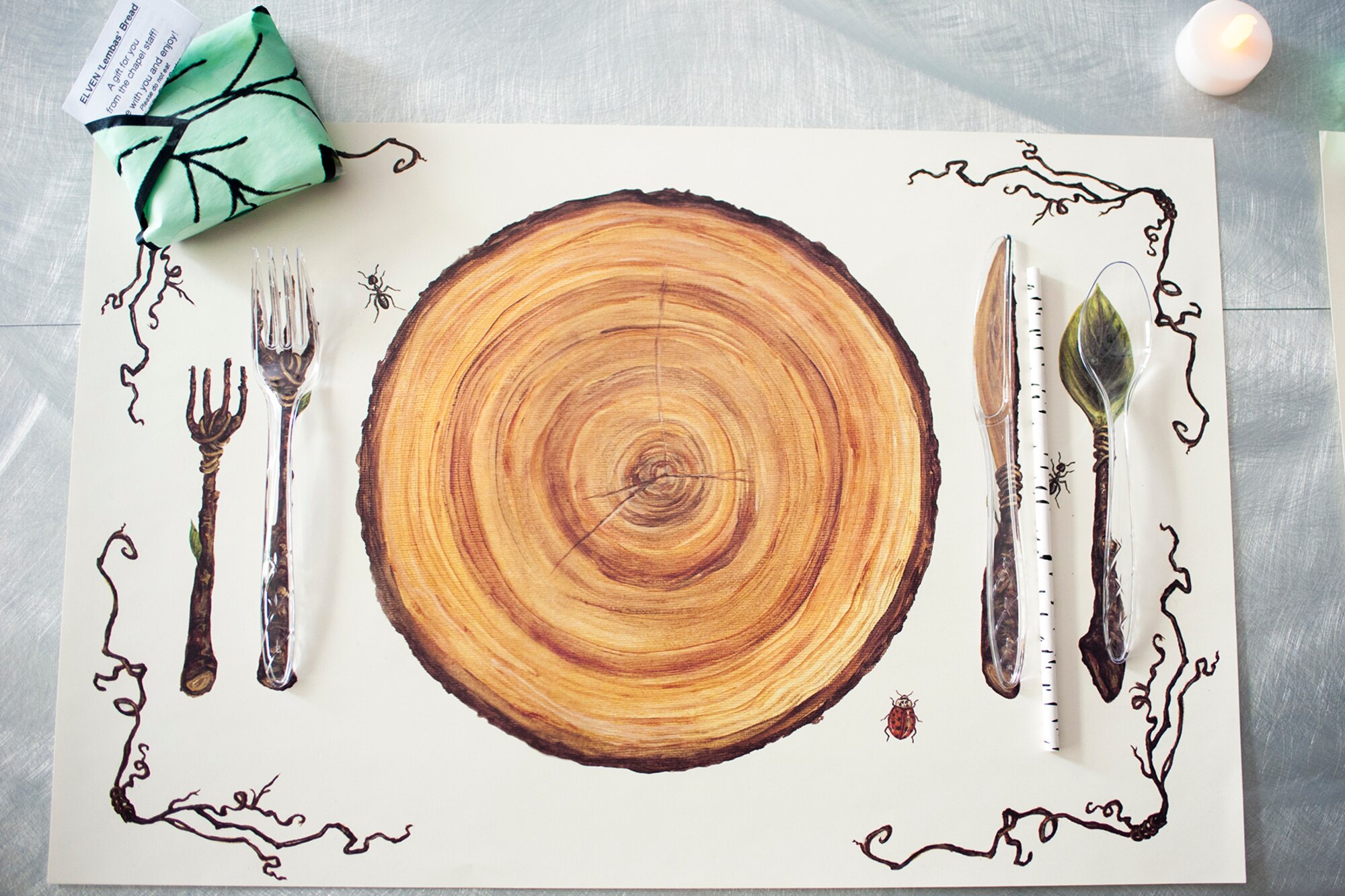 A dinner tray themed to Lord of the Rings for the National Prayer Luncheon at the Event Center on Goodfellow Air Force Base, Texas, Feb. 25, 2016. The theme tied in with the prayer by showing the power of hope in facing the challenges of life. (U.S. Air Force photo by Senior Airman Scott Jackson/Released)