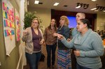 (From left) Tech. Sgt. Michelle Falcon, Master Sgt. Rebekah Virtue, Mary-Catherine Grinda, Staff Sgt. John Toms and Araceli Mendoza, all Green Dot program implementers, participate in a Green Dot training exercise Feb. 25 at Joint Base San Antonio- Lackland’s Arnold Hall. 