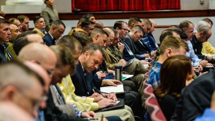 Lt. Gen. Michael G. Dana, Deputy Commandant, Installations and Logistics, speaks to participants at the Marine Corps Warfighting Lab’s Force Development 25 Innovation Symposium at Marine Corps Base Quantico, Virginia, Feb. 23, 2016. Speakers at the event taught participants how to shape the future force.