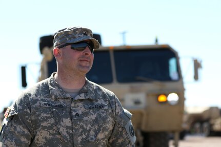 Sgt. Thomas Williams, a petroleum supply specialist with the 574th Quartermaster Company and native of Navarre, Fla., is part of the detail that supplies fuel to all of the ground vehicles in the Joint Readiness Training Center Exercise 16-04 at Fort Polk, La. The active-duty unit out of Alaska is augmenting for their Reserve component counterparts for the exercise. The Army and Army Reserve continuously make preparations to deliberately and purposefully integrate training among and between components as part of the Army Total Force Policy. The policy ensures that there is continuity within the different components and promotes interoperability. (U.S. Army Photo by Sgt. Jon Fernandez, 204th PAD/Released)