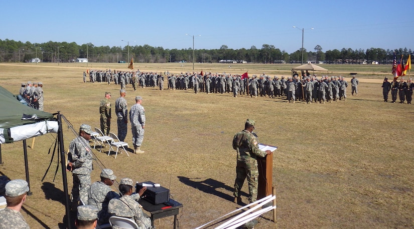 U.S. Army Col. Jeffrey L. Richar took command of the 642nd Regional Support Group during a ceremony at Fort Stewart Sunday, Feb. 28. He replaces Col. James T. Wilson, who will lead a portion of the unit to Fort Bliss, Texas, where they will process troops going through mobilization and demobilization. The Army Reserve brigade, based in Decatur, Ga., serves as headquarters for thousands of support Soldiers throughout the southeastern United States. It falls under the 143rd Sustainment Command (Expeditionary).