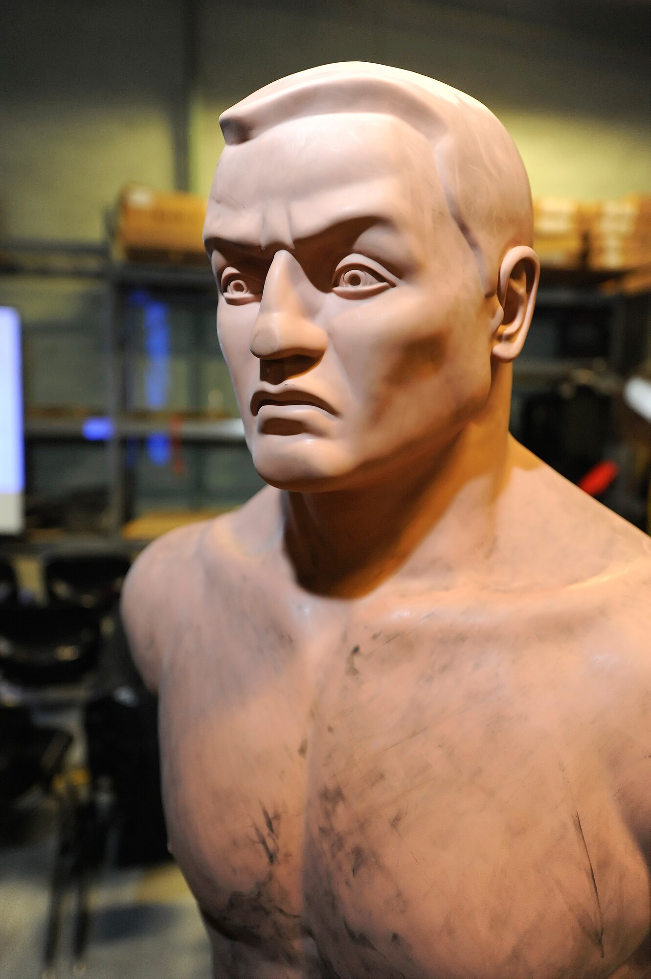 A mannequin is used by participants of the 436th Security Forces Squadron Safety and Self-Defense Strategy program Feb. 26, 2016, at Dover Air Force Base, Del. Participants were encouraged to violently strike the mannequin as if their lives depended upon it. (U.S. Air Force photo/Greg L. Davis)
