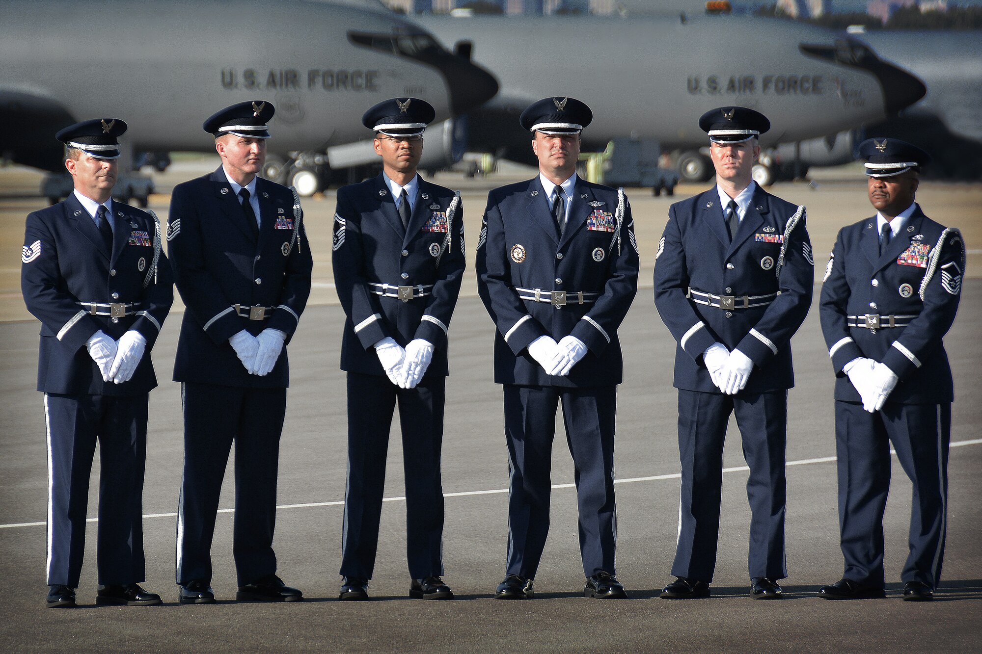 Honor Guard Members from the 117th Air Refueling Wing, Birmingham, Alabama pose for a group photo on the flight line September 11, 2013. (U.S. Air National Guard photo by: Senior Master Sgt. Ken Johnson/Released)