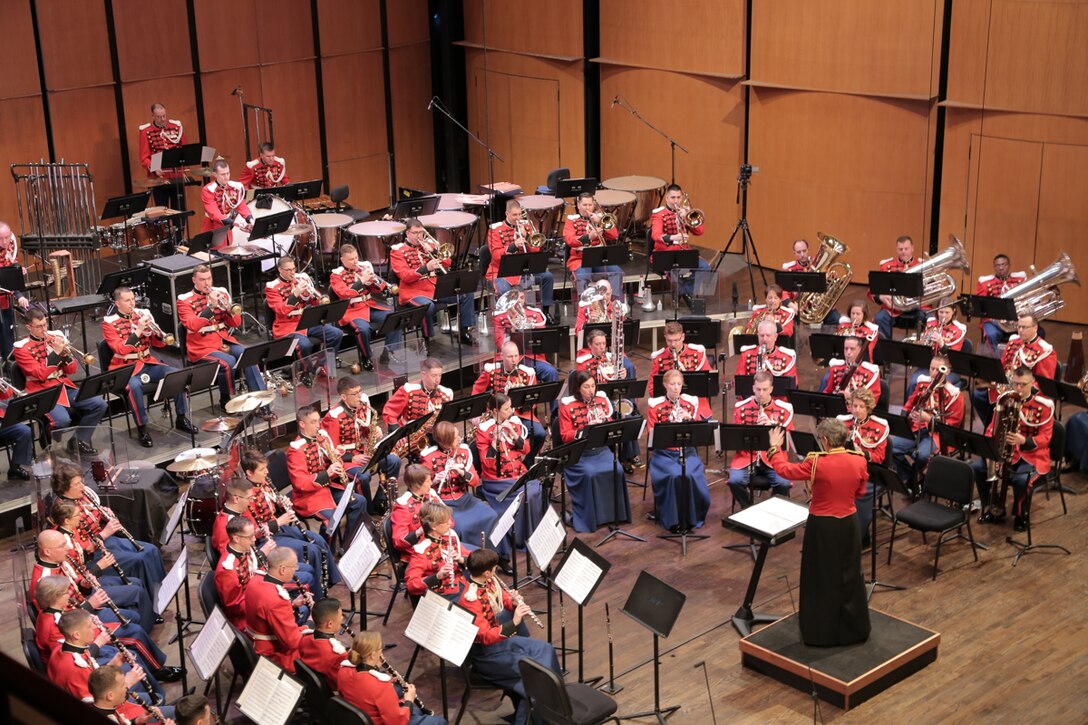 On Feb. 28, 2016, the Marine Band performed John Mackey’s The Frozen Cathedral, William Bolcom’s Concerto Grosso featuring a saxophone quartet, and Gustav Holst’s The Planets. (U.S. Marine Corps photo by Staff Sgt. Rachel Ghadiali/released)