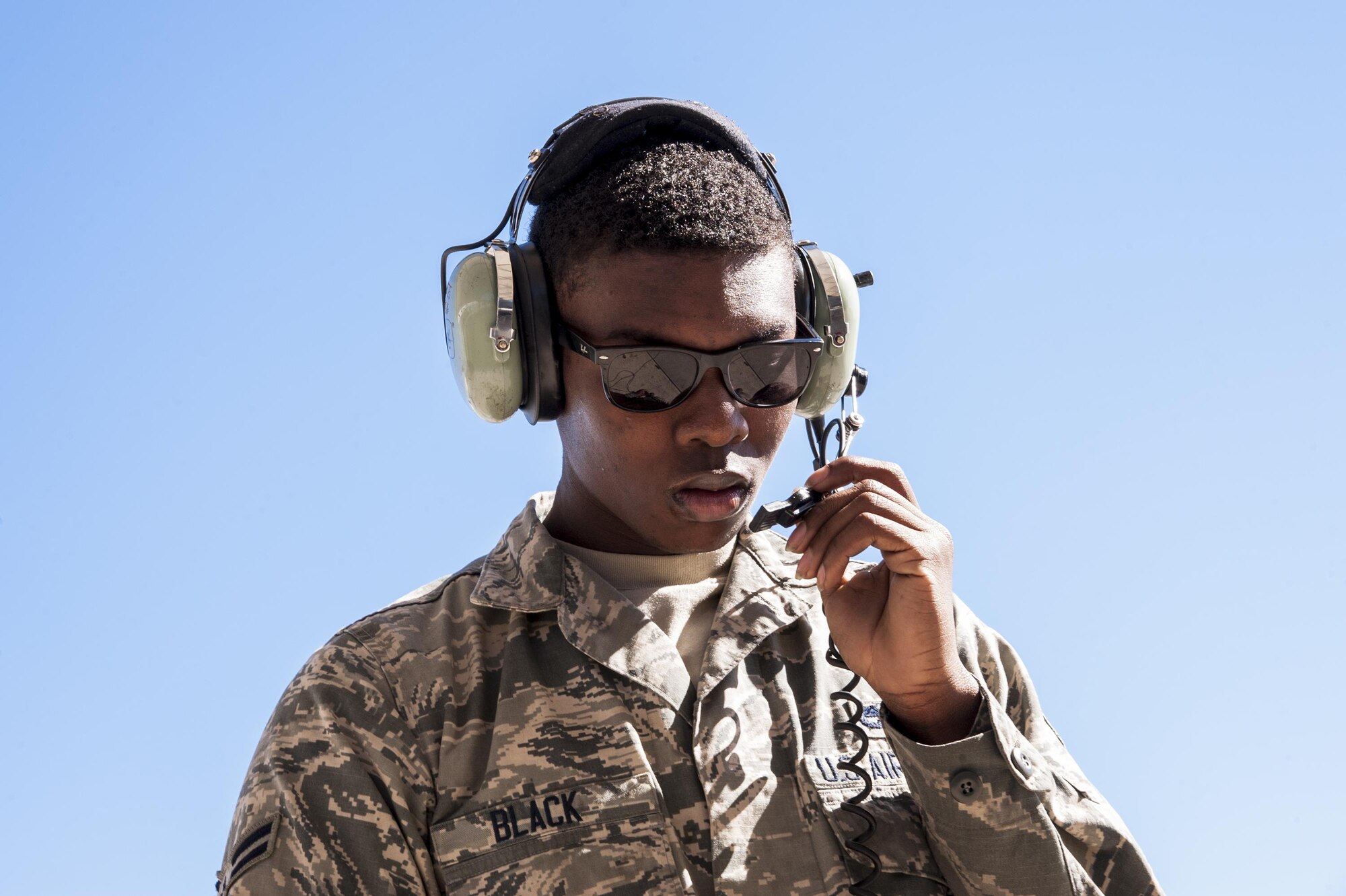 U.S. Air Force Maj. Jeremiah Parvin, 23d Wing chief of safety, conducts preflight checks in preparation for a flight, Feb. 18, 2016, at Moody Air Force Base, Ga. Multiple U.S. Air Force aircraft within Air Combat Command conducted joint aerial training at Grand Bay Bombing and Gunnery Range. During the training, the aircraft conducted tactical air and ground maneuvers, as well as weapons training. (U.S. Air Force photo by Andrea Jenkins/Released)