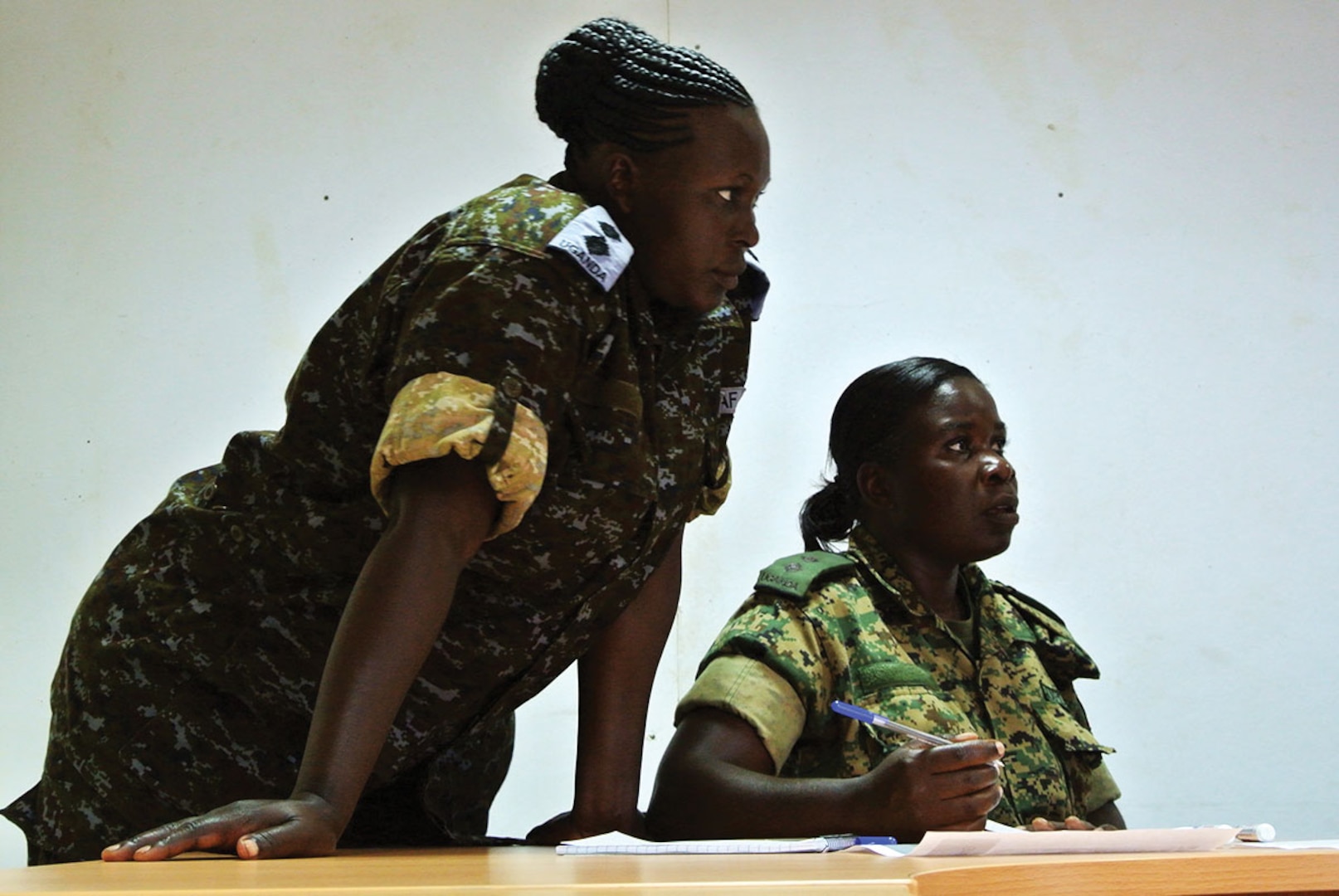 Two female Uganda People’s Defense Force soldiers participate in the Dallaire Initiative’s Women and Security Sector training in Jinja, Uganda.