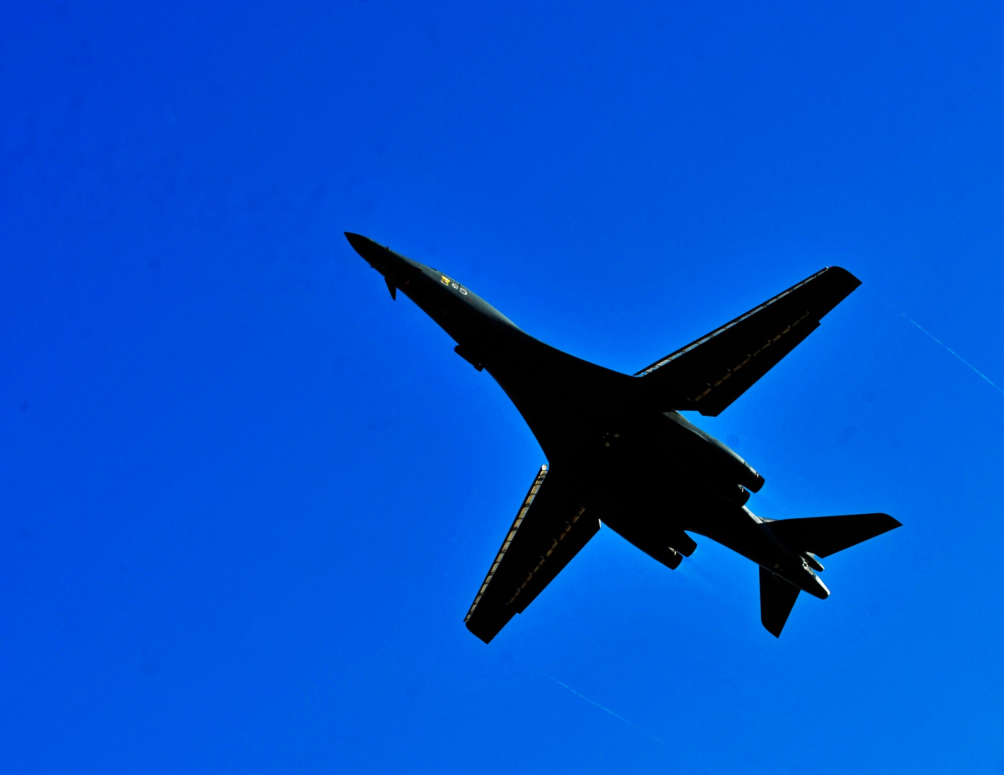 An Ellsworth Air Force Base B-1 bomber makes its way to Nellis Air Force Base, Nev., Feb. 25, 2016. Nellis hosts the Red Flag exercise, which includes more than 100 different aircraft and squadrons that train together to maximize combat readiness. Red Flag 16-2 will be a two-week exercise that aims to train crews in air, space and cyberspace. (U.S. Air Force photo by Airman 1st Class James L. Miller/Released)
