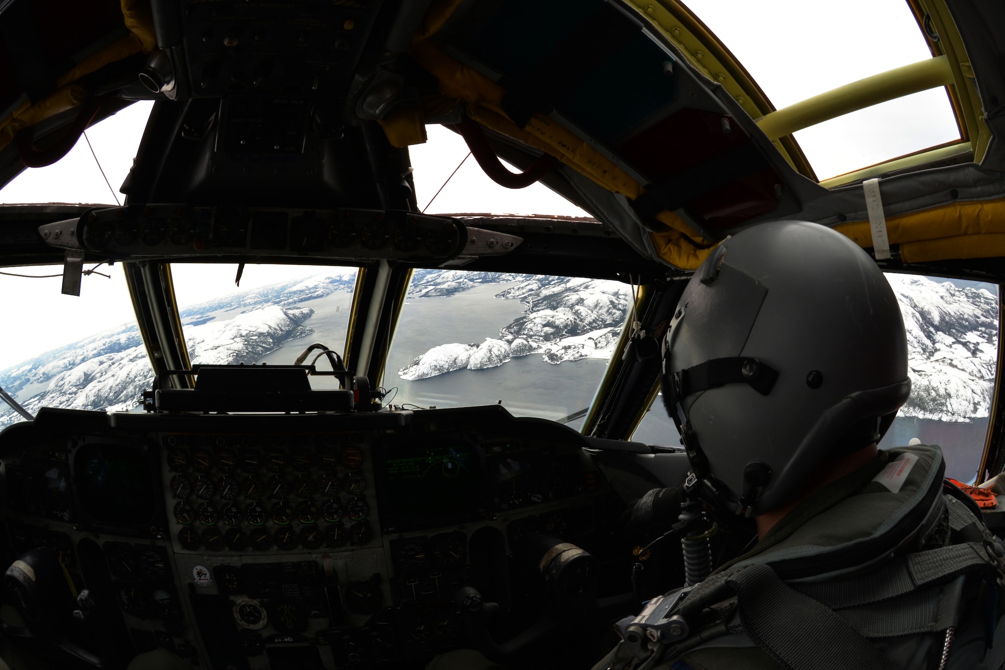 A B-52 Stratofortress flies a mere 1,000 feet off the deck over a fjord in central Norway, March 1, 2016. The B-52 worked with Norwegian joint-tactical air controllers to conduct highly-accurate virtual strikes on enemy positions during exercise Cold Response 16, a biennial NATO training exercise. Norway, the U.S. and other NATO allies participated in the exercise, engaging in maritime, ground and air operations. (U.S. Air Force photo/Senior Airman Joseph Raatz)