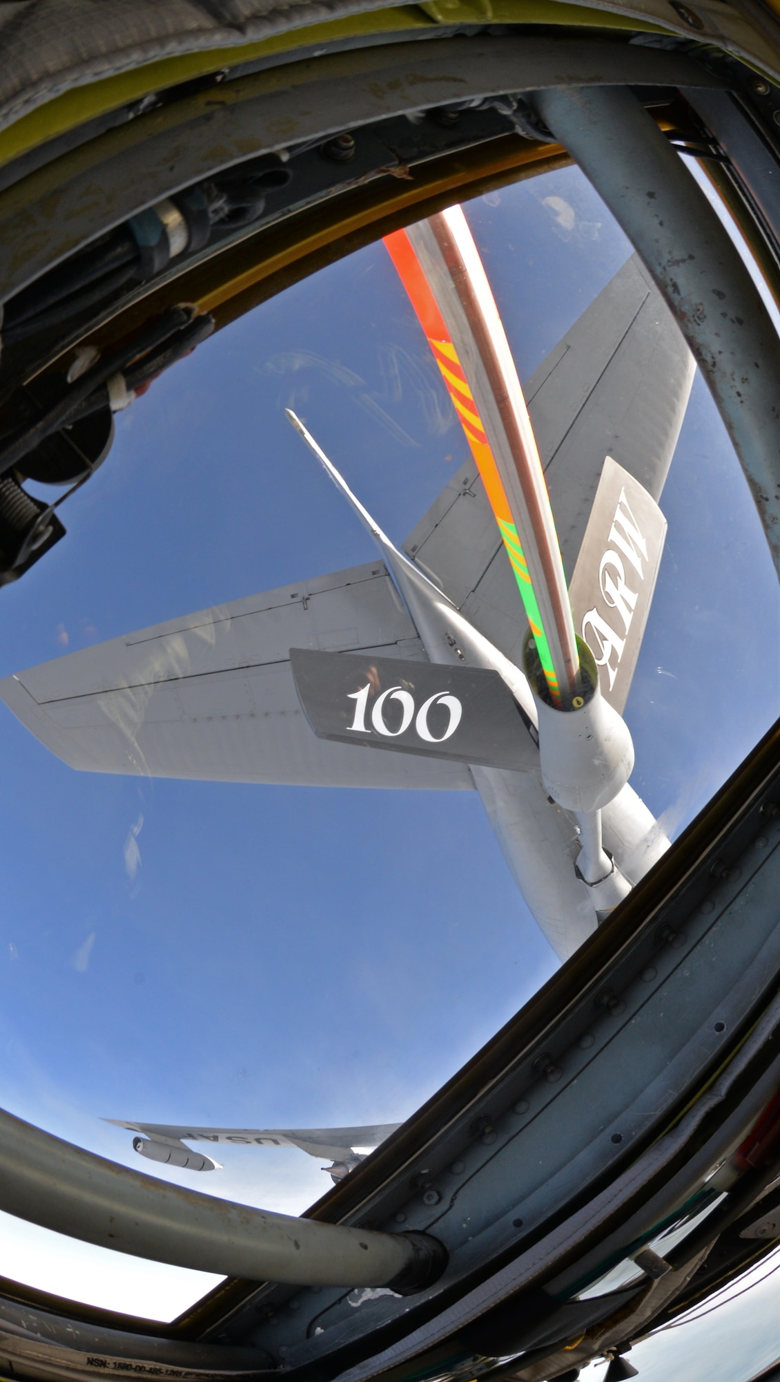 A 100th Air Refueling Wing KC-135 Stratotanker assigned to RAF Mildenhall, England, conducts an aerial refueling of a B-52 Stratofortress over the English Channel, March 1, 2016. The 2nd Bomb Wing B-52, temporarily assigned to the 2nd Expeditionary Bomb Group, was returning from a mission during NATO training exercise Cold Response 16 in the Trøndelag region of Norway. (U.S. Air Force photo/Senior Airman Joseph Raatz)