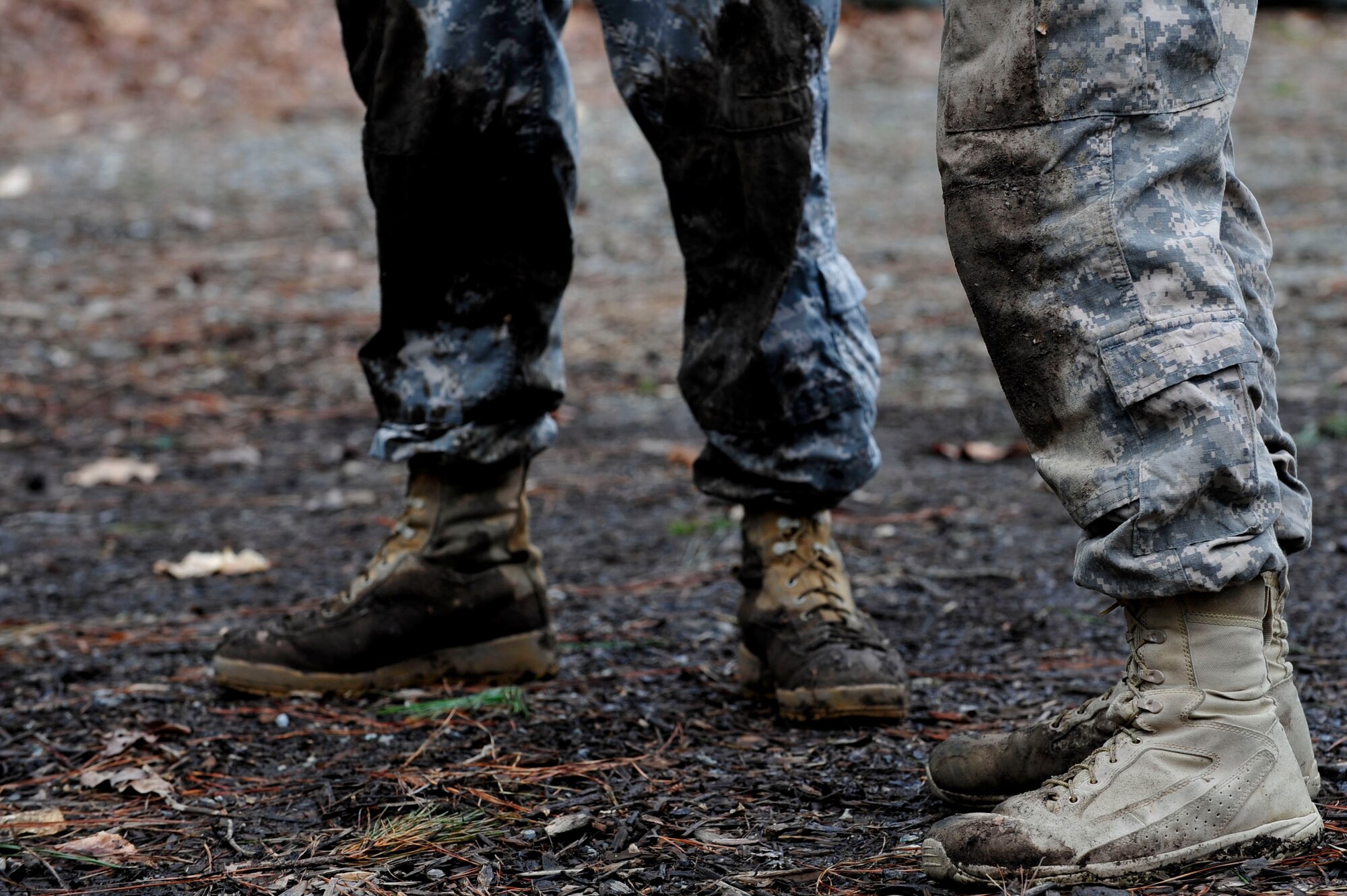 U.S. Army Soldiers wait to hear their placements after the 128th Aviation Brigade Noncommissioned Officer of the Year and Platoon Sergeant of the Year Competition   obstacle course at Fort Eustis, Va., Feb. 25, 2016. The obstacle course not only tested physical strength but it also was meant to bring a sense of camaraderie between the competitors. (U.S. Air Force photo by Airman 1st Class Breonna Veal) 