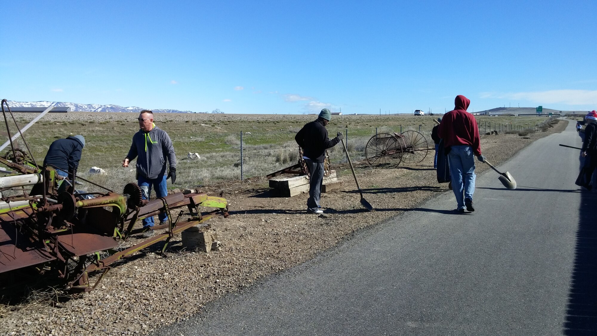 Cleaning up in Idaho: Edwards Airmen volunteer to pick up trash outside Mountain Home Air Force Base while deployed for F-35A operational testing. (Courtesy photo)