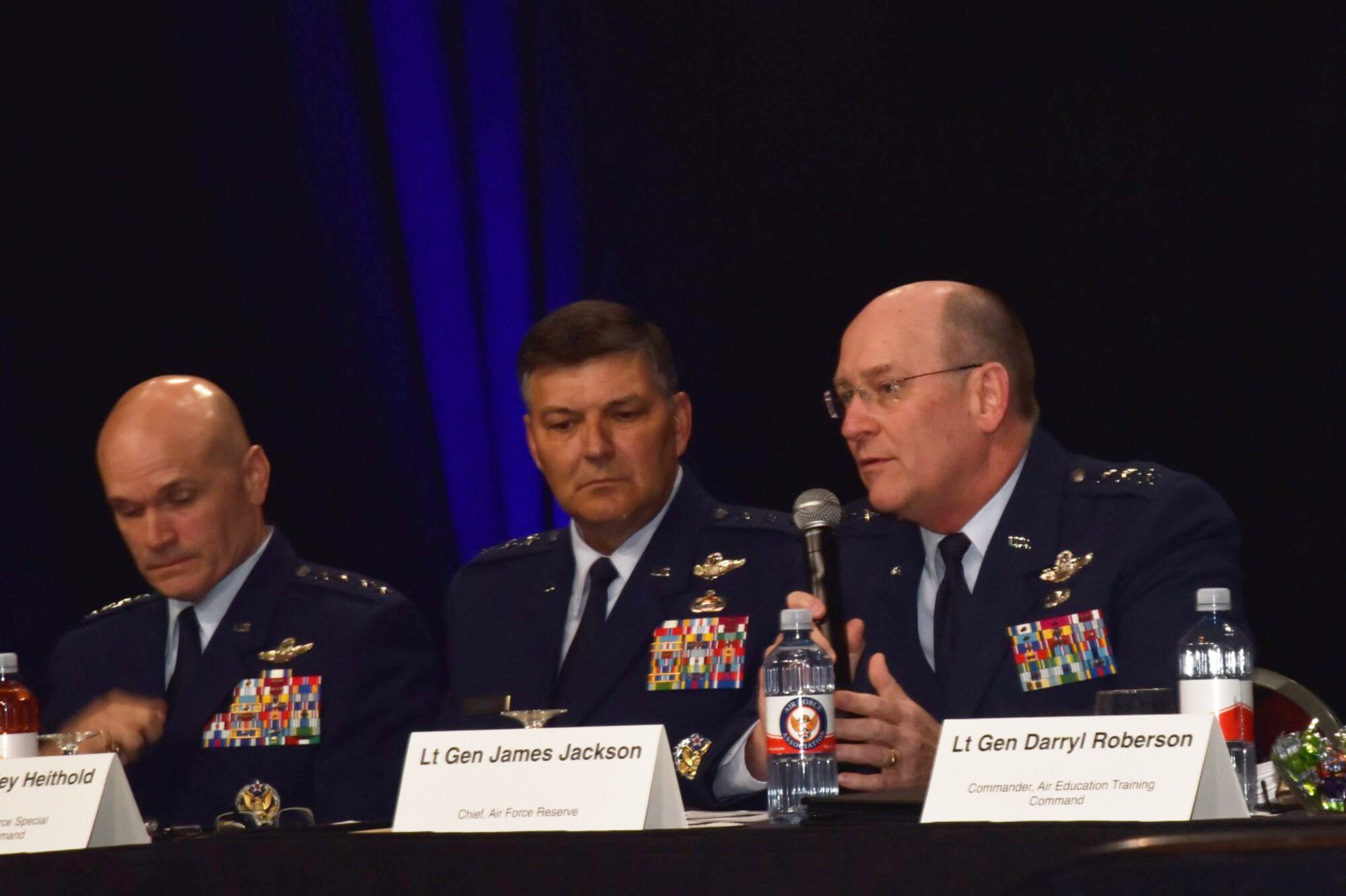 Lt. Gen. James F. Jackson, chief of the Air Force Reserve and commander, Air Force Reserve Command, sat on a panel with other Air Force leadership to discuss major command priorities to close out the 2016 Air Force Association Air Warfare Symposium, Feb. 26, 2016, in Orlando, Florida. 