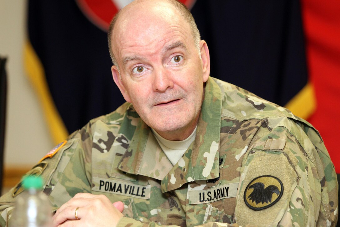 U.S. Army Reserve Col. Alan Pomaville, U.S. Army Reserve Command chaplain, said at the 84th Training Command's inaugual Unit Ministry Team Workshop on Fort Knox, Ky., Feb. 17, 2016, that an incentive award would be a good incentive for chaplains and chaplain assistants who graduate from an Observer/Coach Trainer Academy. (U.S. Army Photo by Clinton Wood/Released)