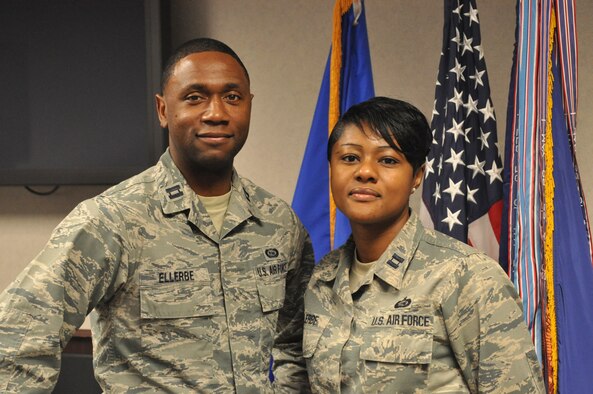 Capt.Tammie Ellerbe and Capt. Kendric Ellerbe take a moment to share their recipe for a successful dual military marriage, family and career during Black History Month. (U.S. Air Force photo/Kimberly Gaither)