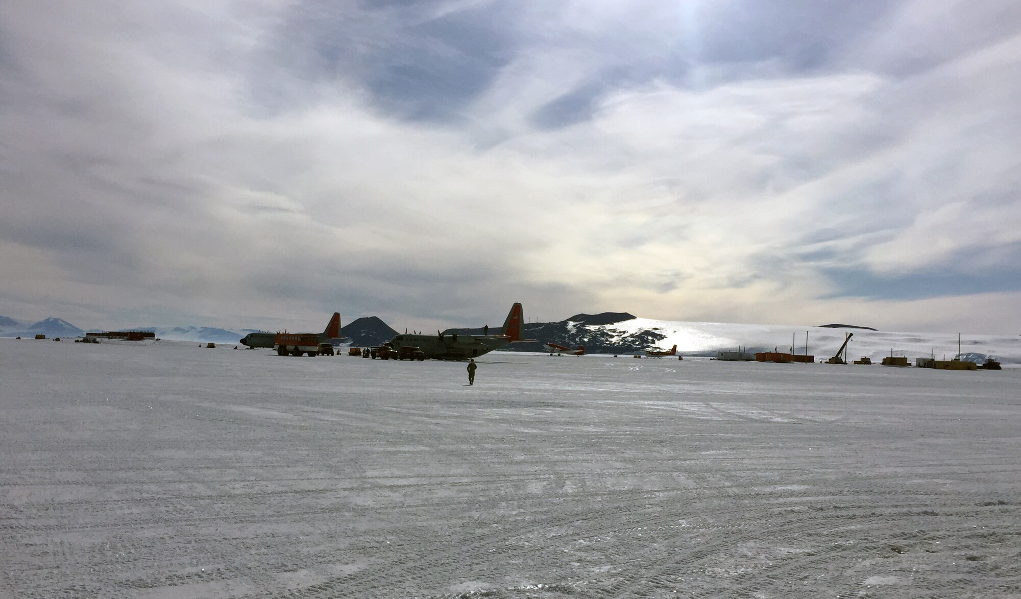Master Sgt. Nicole Wagoner, 146th Airlift Wing safety manager, recently served as an augmentee with the 109th Airlift Wing during their annual support to the National Science Foundation (NSF) in Antarctica. Wagoner served as safety manger and inspected the taxi runway conditions daily for optimum safety. (Courtesy photo of Air National Guard Member Master Sgt. Nicole Wagoner)