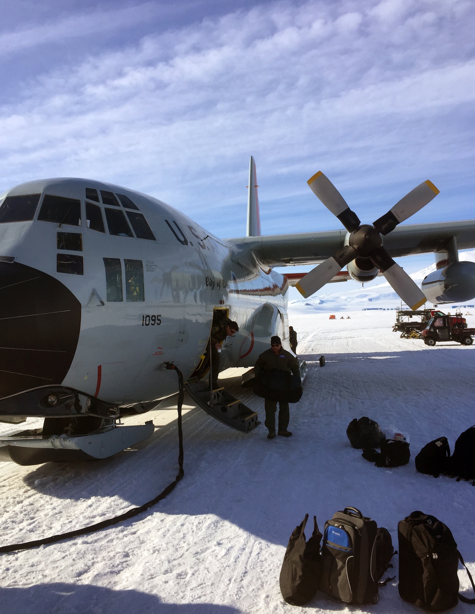 The 109th Air Wing played a critical role in supporting the National Science Foundation (NSF) in Antarctica recently by providing the use of the LC-130 Hercules, an aircraft that is ski-equipped, to transport personnel and vital supplies to the continent. Air National Guard units provide this assistant annually.(Courtesy photo of Air National Guard Member Master Sgt. Nicole Wagoner)
