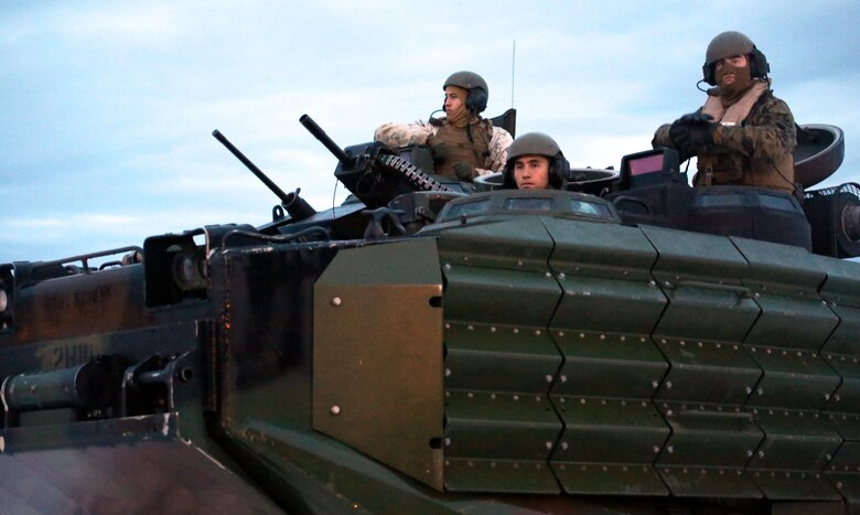 Marines with 2nd Assault Amphibian Battalion wait for further commands after storming a fjord in Namsos, Norway, March 3, 2016, during Exercise Cold Response 16. The landing reinforced the unit’s capabilities of operating in winter terrain and cold-weather environments. During Cold Response, 13 NATO allies and partner nations and about 15,000 troops enhance their skill sets and strengthen their bonds.
