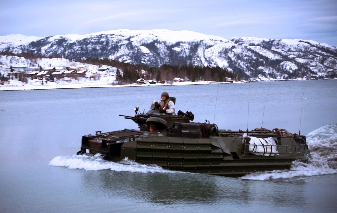 Marines with 2nd Assault Amphibian Battalion storm a fjord in Namsos, Norway, March 3, 2016, during Exercise Cold Response 16. The landing reinforced the unit’s capabilities of operating in winter terrain and cold-weather environments. During Cold Response, 13 NATO allies and partner nations and about 15,000 troops enhance their skill sets and strengthen their bonds.