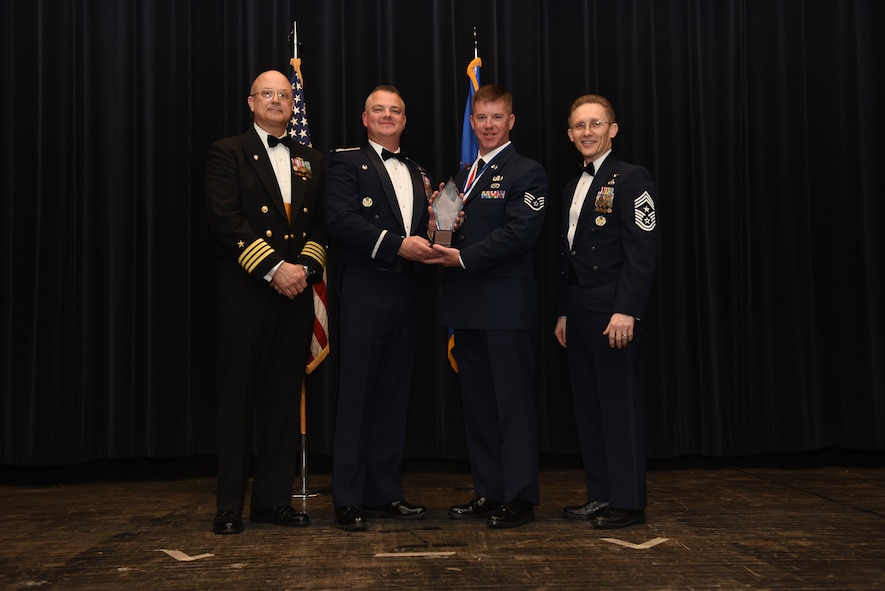 The 512th Airlift Wing hosted the 2016 Annual Awards Banquet at the Dover Downs Rollins Center in Dover, Del., March 5, 2016. The banquet, which was sponsored by the 512 AW Top 3, recognizes the achievements of high performing wing Airmen and civilians from throughout the year. (U.S. Air Force photo/1st Lt Steve Lewis)