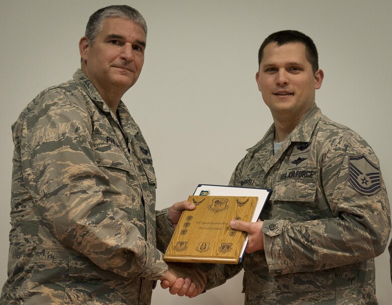 Master Sgt. Brock Harrell, 919th Special Operations Group, won Senior NCO of the First Quarter. (U.S. Air Force photo/Tech. Sgt. Sam King)