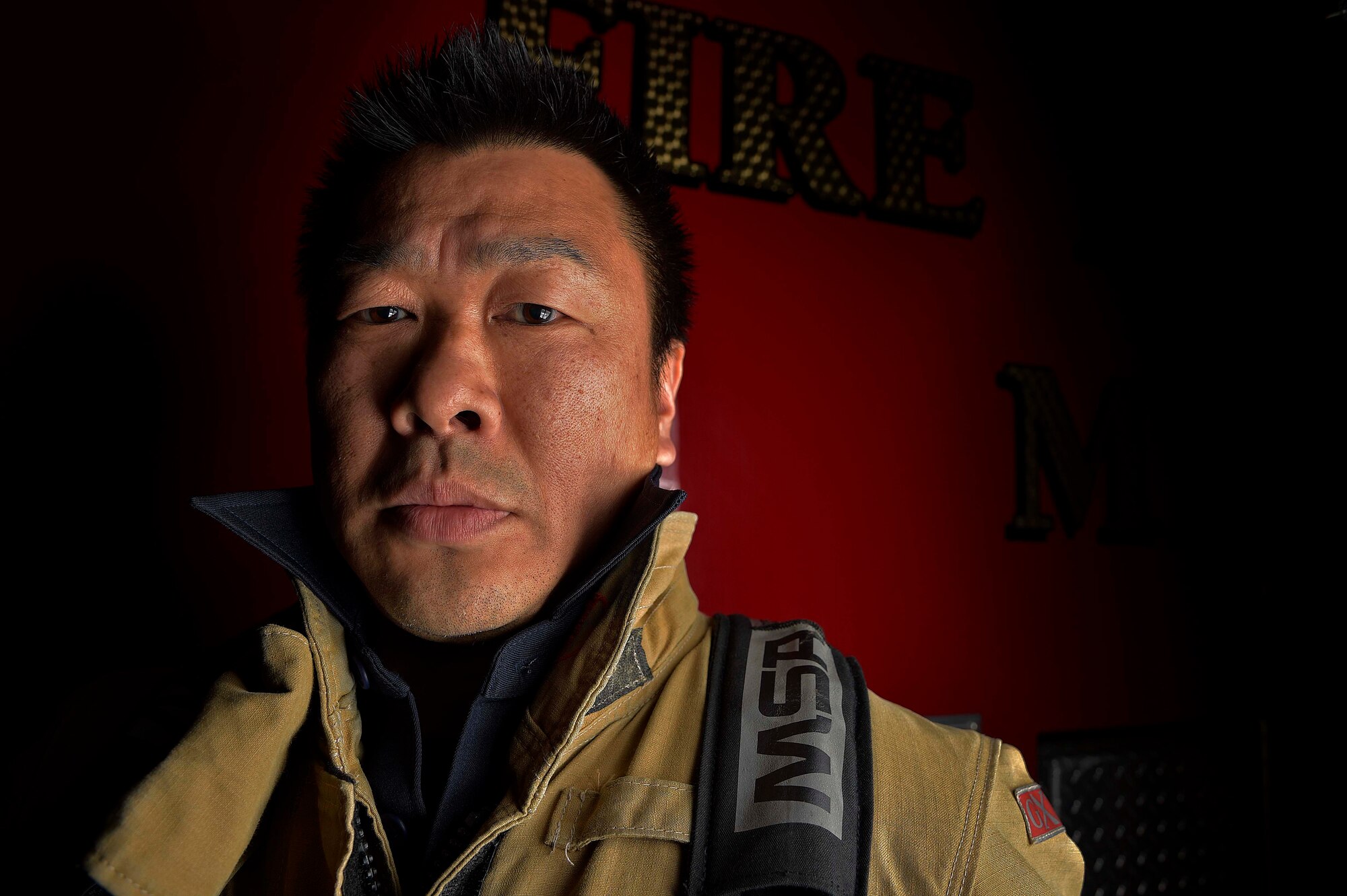 Takuya Kanto, a civilian firefighter with the 35th Civil Engineer Squadron, shares his story of personal growth and pursuit of unity between the U.S. and Japan while working as a firefighter at Misawa Air Base, Japan, March 3, 2016. During his more than 20 years of firefighting on MAB, Kanto has bridged the gap between local Japanese citizens and American military members in order to strengthen relations between both nations. Kanto was also present for the Great East Japan earthquake and tsunami that struck Japan in March 2011. His volunteer efforts lead to the relief contributed by military and civilians worldwide. (U.S. Air Force photo by Senior Airman Patrick S. Ciccarone)