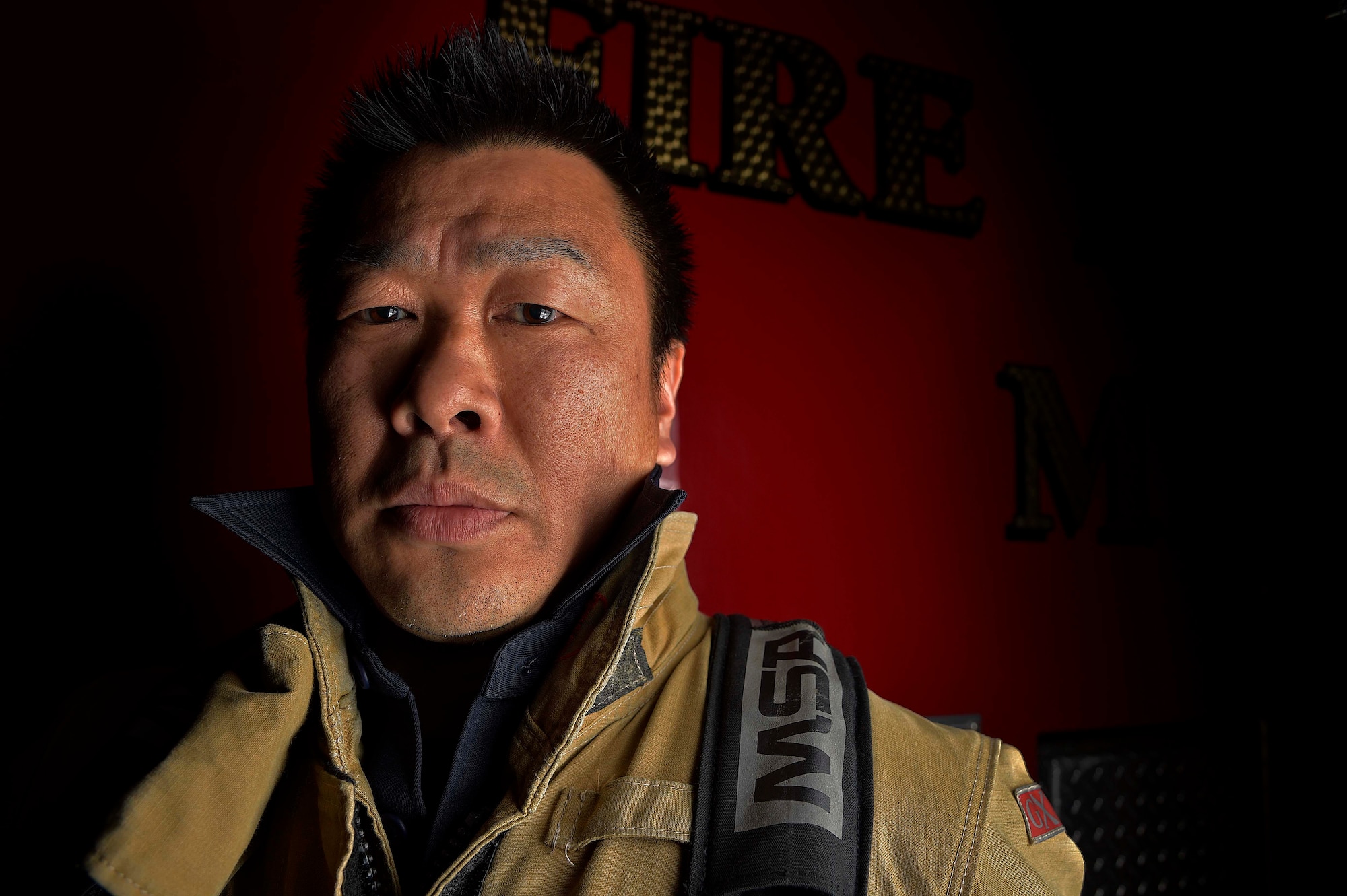 Takuya Kanto, a civilian firefighter with the 35th Civil Engineer Squadron, shares his story of personal growth and pursuit of unity between the U.S. and Japan while working as a firefighter at Misawa Air Base, Japan, March 3, 2016. During his more than 20 years of firefighting on MAB, Kanto has bridged the gap between local Japanese citizens and American military members in order to strengthen relations between both nations. Kanto was also present for the Great East Japan earthquake and tsunami that struck Japan in March 2011. His volunteer efforts lead to the relief contributed by military and civilians worldwide. (U.S. Air Force photo by Senior Airman Patrick S. Ciccarone)