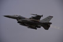 An F-16 Fighting Falcon assigned to the 36th Fighter Squadron takes off prior to the start of readiness exercise Beverly Midnight 16-01 from Osan Air Base, Republic of Korea March 7, 2016. Team Osan is participating in combat exercise Beverly Midnight 16-01 which is designed to test American forces in the ROK on their mission readiness in the event of an emergency or wartime environment. (U.S. Air Force photo by Staff Sgt. Benjamin Sutton/Released)