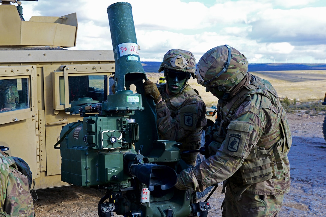 Army paratroopers mount the M41 TOW Improved Target Acquisition System during Exercise Sky Soldier 16 at the Chinchilla training area in Spain, Feb. 25, 2016. Army photo by Elena Baladelli