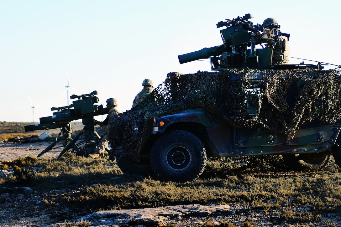 Army paratroopers prepare to fire multiple M41 TOW Improved Target Acquisition Systems during Exercise Sky Soldier 16 at the Chinchilla training area in Spain, Feb. 25, 2016. Army photo by Elena Baladelli