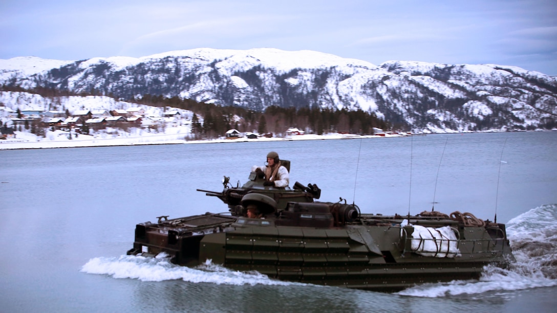 Marines with 2nd Assault Amphibian Battalion storm a fjord in Namsos, Norway, March 3, 2016, during Exercise Cold Response 16. The landing reinforced the unit’s capabilities of operating in winter terrain and cold-weather environments. During Cold Response, 13 NATO allies and partner nations and about 15,000 troops enhance their skill sets and strengthen their bonds.