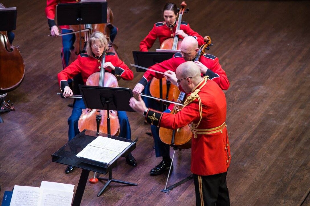 The Marine Chamber Orchestra performed the concert "Romantics," featuring the music of Robert and Clara Schumann and Johannes Brahms on Sunday, March 6, at Northern Virginia Community College's Schlesinger Concert Hall. (U.S. Marine Corps photo by Staff Sgt. Brian Rust/released)