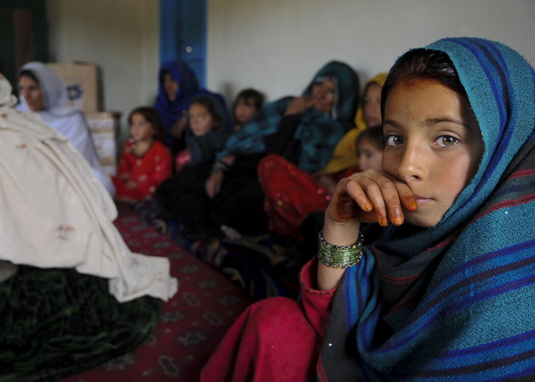 An Afghan girl attends a female engagement team meeting in Balish Kalay Village,
Urgun District, Afghanistan (March 2011).