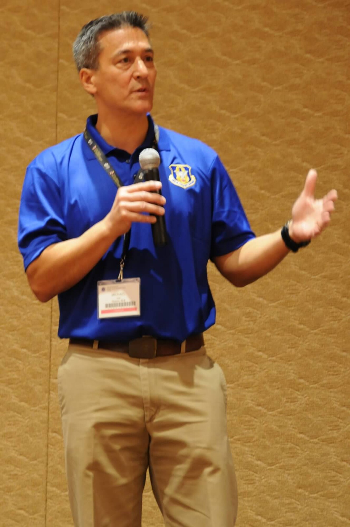 Maj. Gen. Michael Kim, the mobilization assistant to the commander, Air Force Reserve Command, speaks to approximately 700 Reservists, Guardsmen and their families at a Yellow Ribbon event in Orlando, Florida, Feb. 27, 2016. This was Kim's first time attending a Yellow Ribbon event. (U.S. Air Force photo by Master Sgt. Shanda DeAnda)